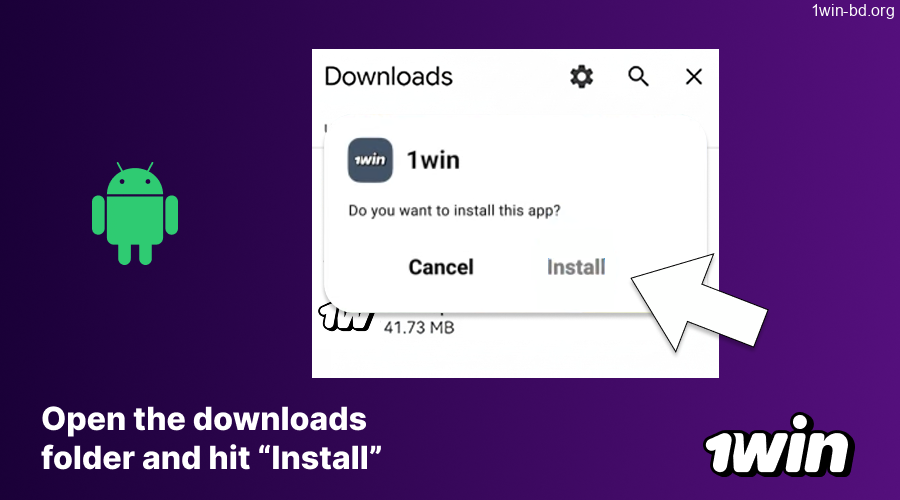 1Win mobile app installation
