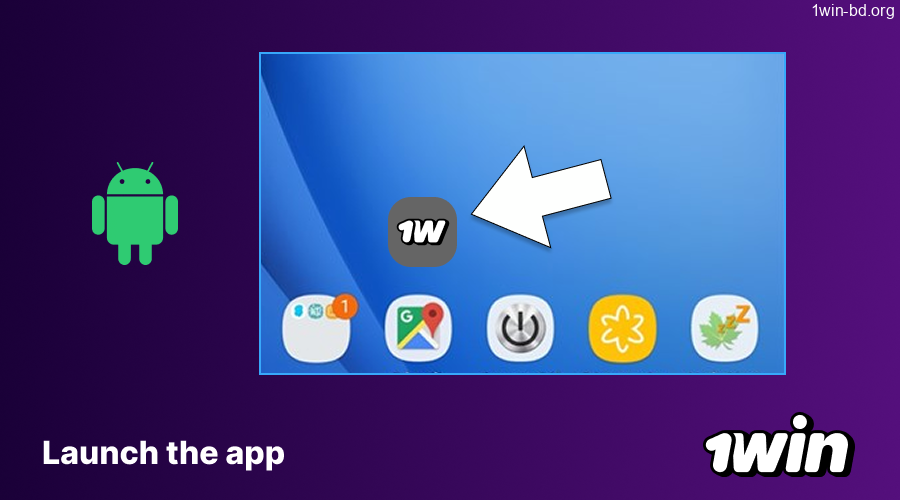 1Win app icon on a mobile home screen
