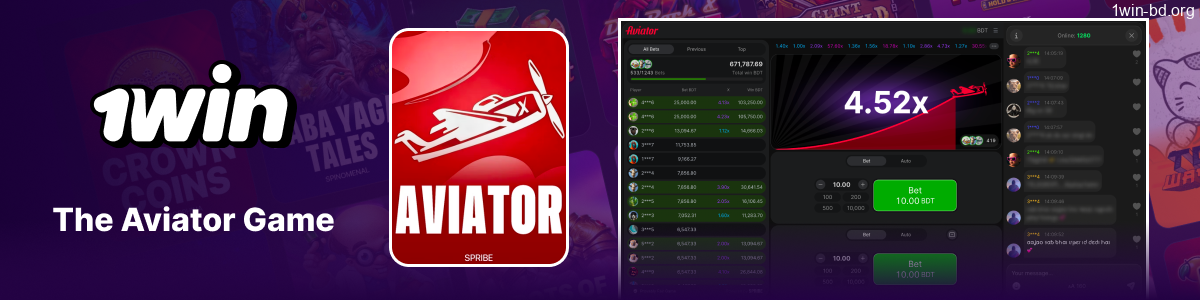 Iconic Aviator crash game interface on 1Win