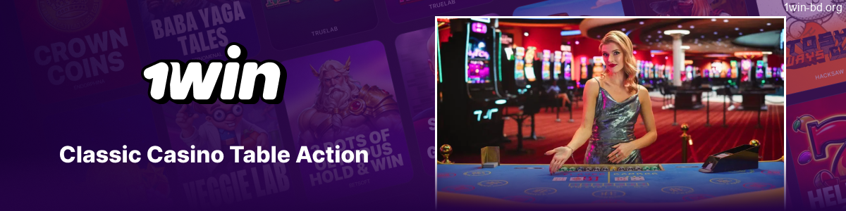 Traditional casino table games available on 1Win