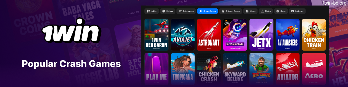 Top-rated crash gambling titles on 1Win