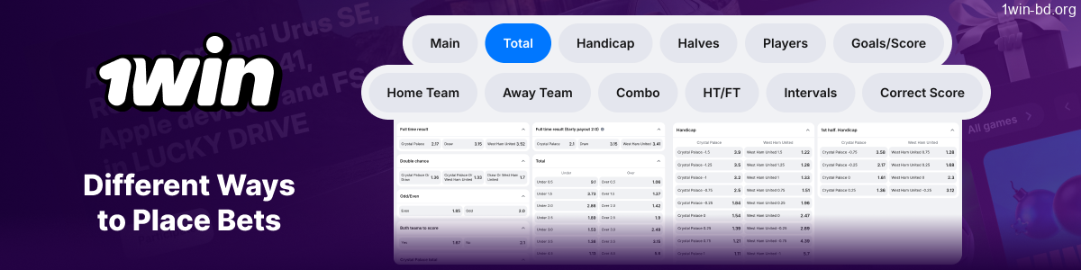 Different Ways to Place Bets on 1Win