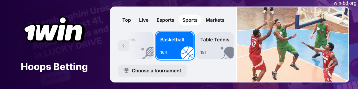 Basketball betting markets available on 1Win