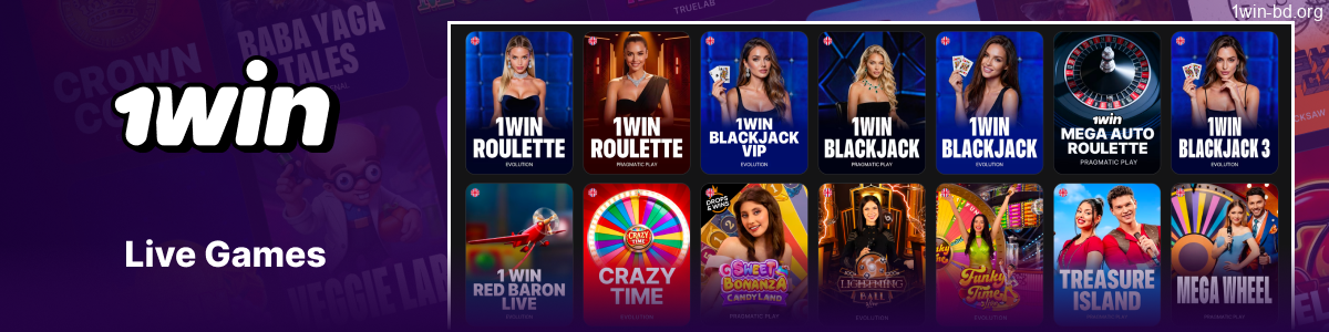Real-time interactive casino games on 1Win platform