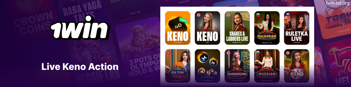 Real-time Keno lottery draws on 1Win