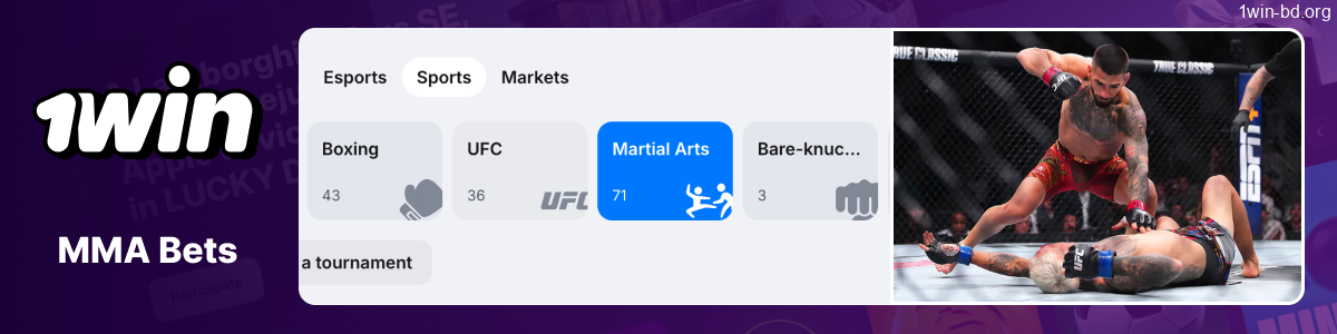 Bets on MMA on the 1Win platform