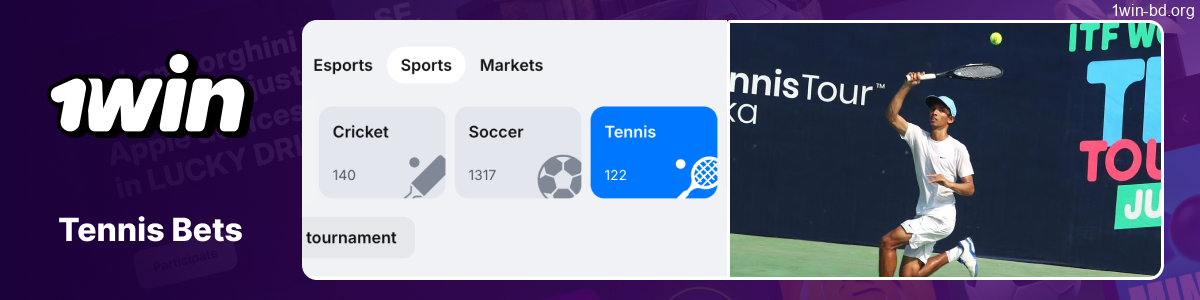 Tennis betting on the 1Win platform